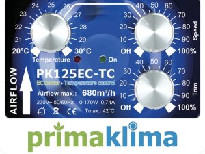 Prima Klima EC-TC Ventilator, mit integrierter Temperatur- und Drehzahlsteuerung, 680-1450m³/h